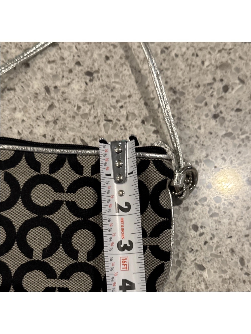 COACH Black & Silver Signature Logo Wristlet - Picture 5 of 6